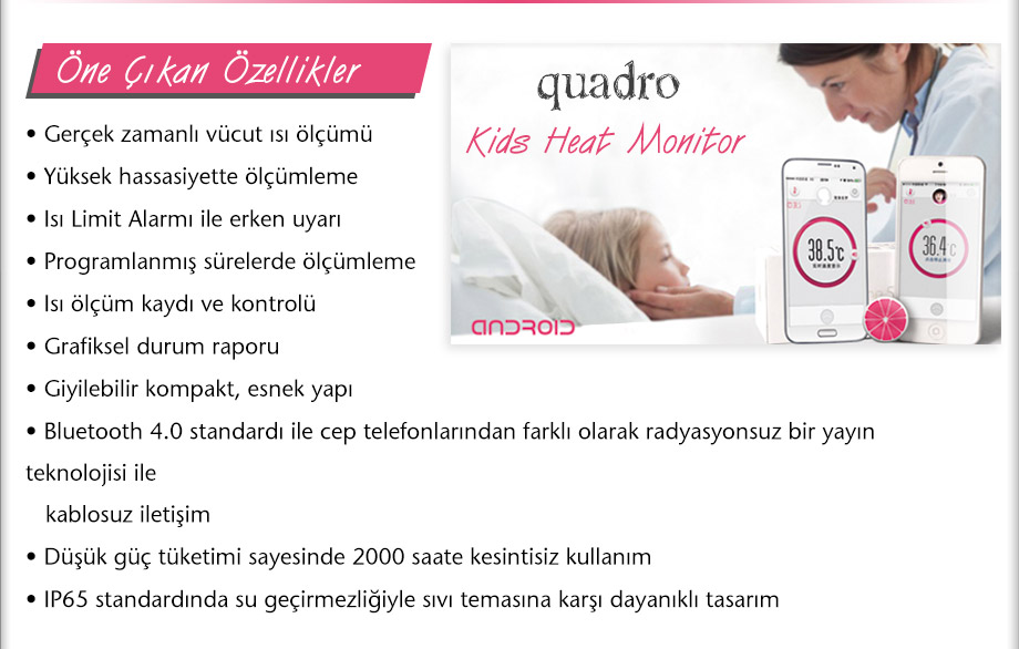 quadro, kids heat monitor, ates ölçer, diijital termometre