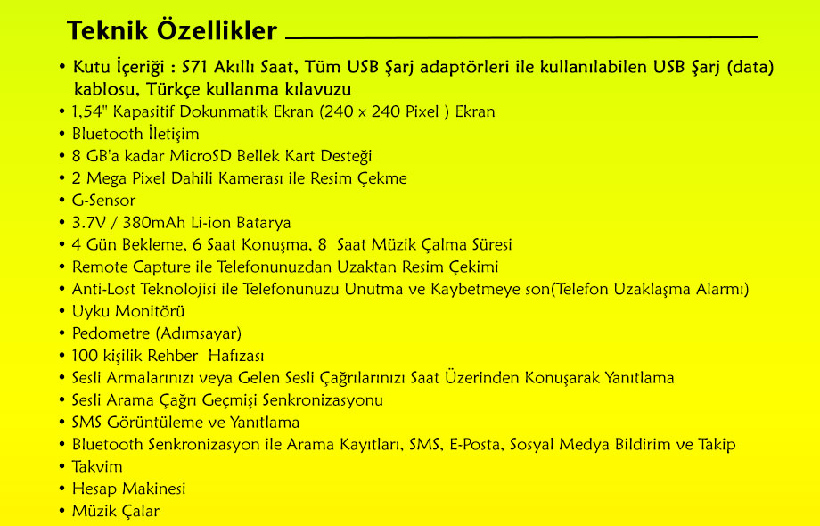 quadro yeni smart watch s71 versiyon2